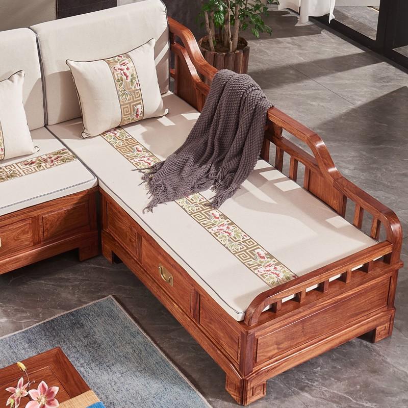 Mahogany Large Size Chaise Sofa Hedgehog Rosewood Rosewood Living Room Furniture All Solid Wood Corner Sofa