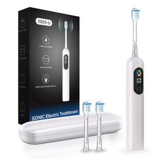 2025 cross-border wholesale color screen scanning acoustic wave electric toothbrush plastic cushioning brush head portable box suit customization