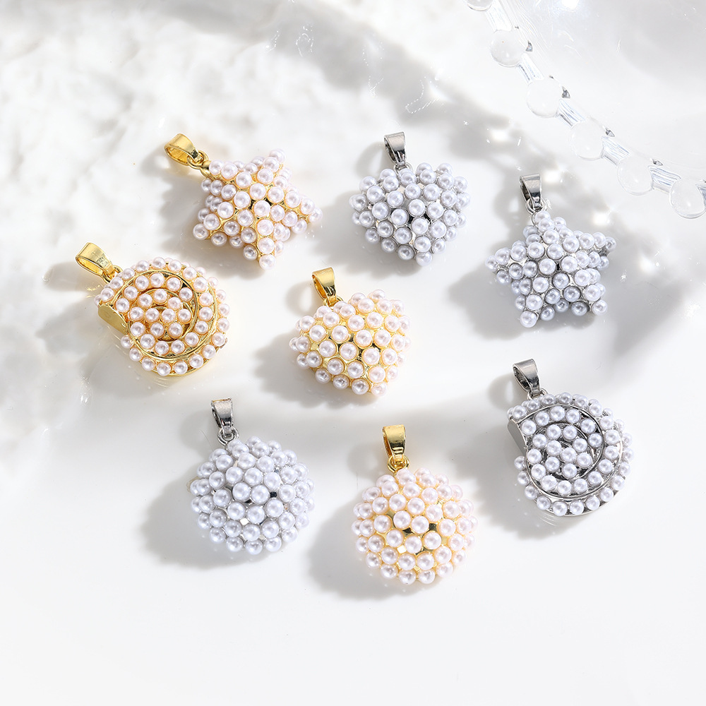 10g Weight Pendant Jewelry Making Type 30 * 20mm Jewelry Making Size Artificial Pearls Inlay Material DIY Jewelry Accessories Classification 1 Piece Quantity Artificial Pearl, Copper Material Star, Heart Shape Pattern All Seasons Season Plating Design Casual Style 1 Piece 30 * 20mm Artificial Pearl Copper Artificial Pearls Star Heart Shape Pendant 无
