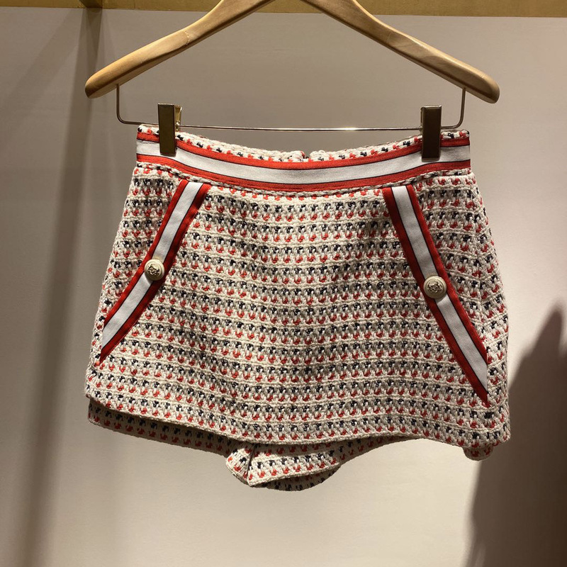 S Family Ladies Small Fragrant Style Colorful Striped Tweed Jacquard Short Skirt Pants Women's 23098 Clear Goods