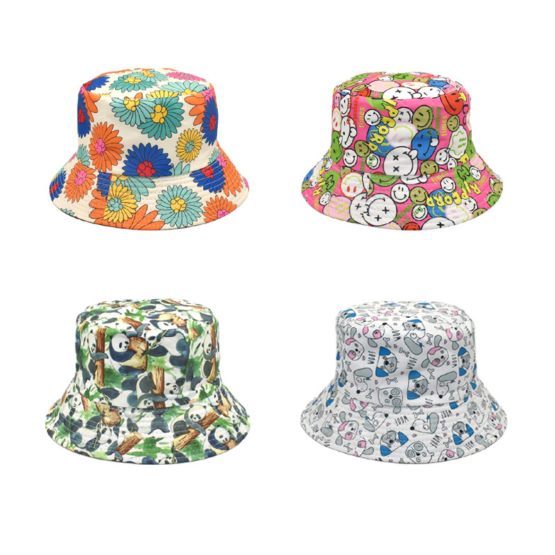 Frau Mode Blume Drucken Breite Traufen Bucket Hat display picture 1