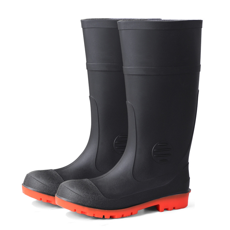 Botas de lluvia anti-batida de cilindro alto con base de acero en stock, zapatos de agua antideslizantes anti-perforación para hombres image 6