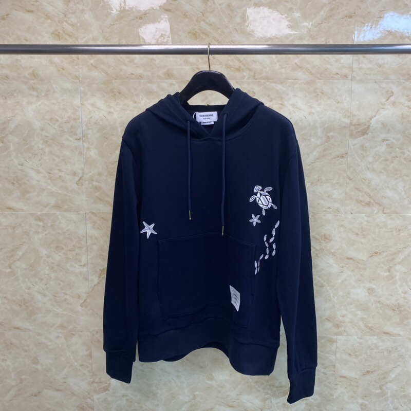 Tb Factory Direct Sales New Spring and Summer Sweatshirt Marine Series Animal Embroidery Navy Blue Pullover Hooded Long Sleeves Tb Factory Direct Sales New Spring and Summer Sweatshirt Marine Series Animal Embroidery Navy Blue Pullover Hooded Long Sleeves