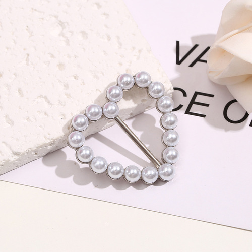 High-end corner buckle metal knotted clothes T-shirt hem fixed buckle decorative silk scarf buckle pearl all-match buckle