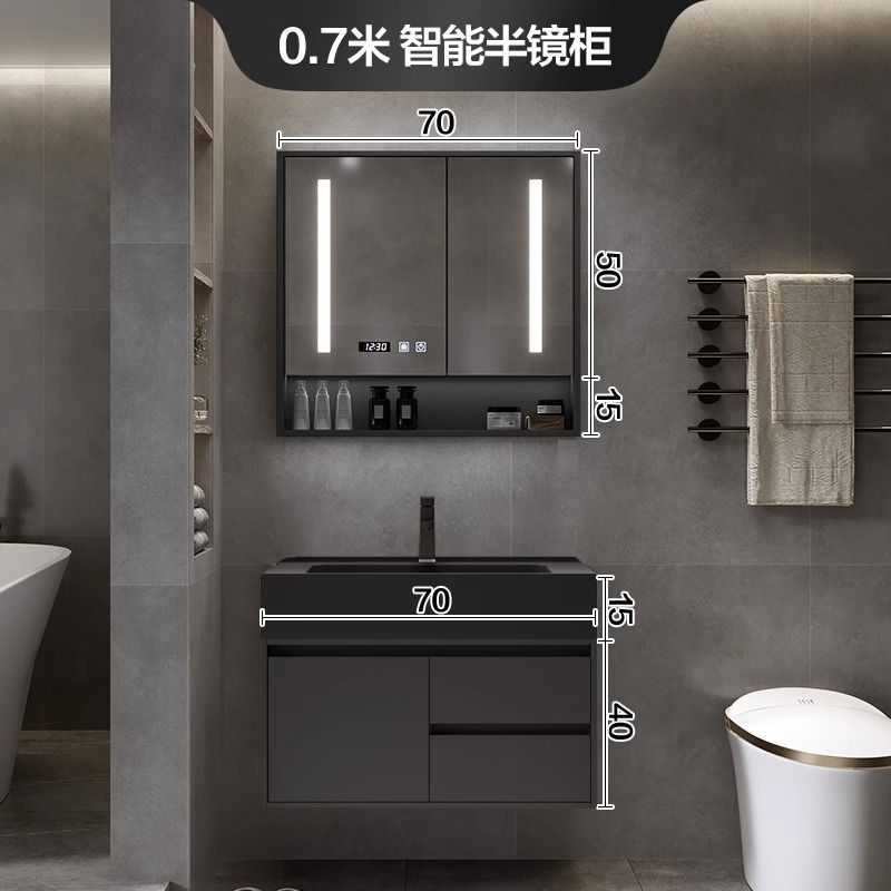 Gabinete de baño combinación cuenca nano integrado luz inteligente lavabo de lujo lavabo mesa de lavado lavabo mueble de baño