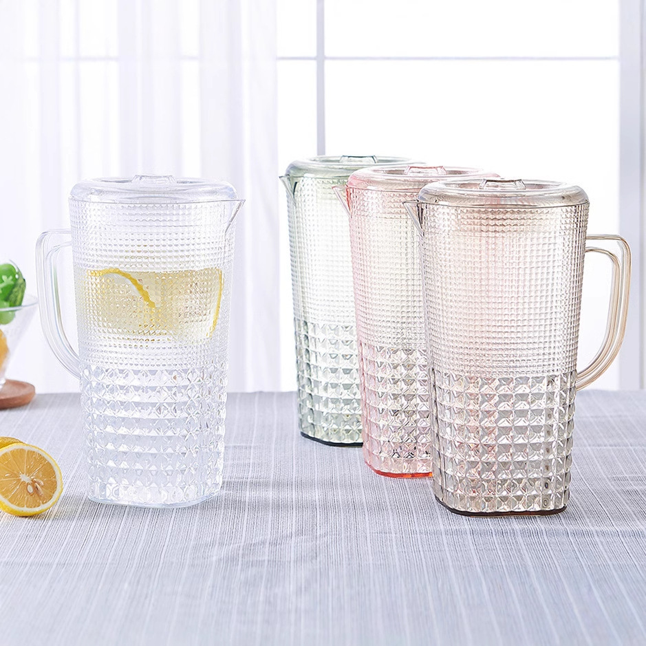 Botella de agua fría de plástico PS en verano tetera doméstica de gran capacidad refrigerador fresco abierto con tetera de agua fría resistente a altas temperaturas