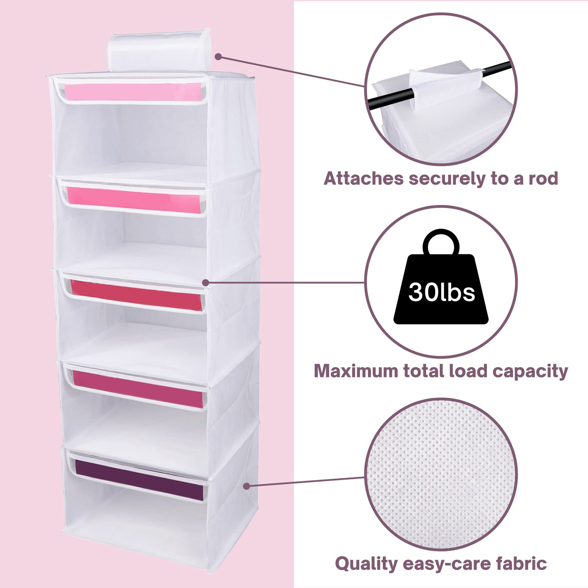 Weekend Multi-layer Wardrobe Organizer Hanging Bag Children's Clothing Storage Bag Cartoon Fabric Multi-purpose Bedroom Storage Bag