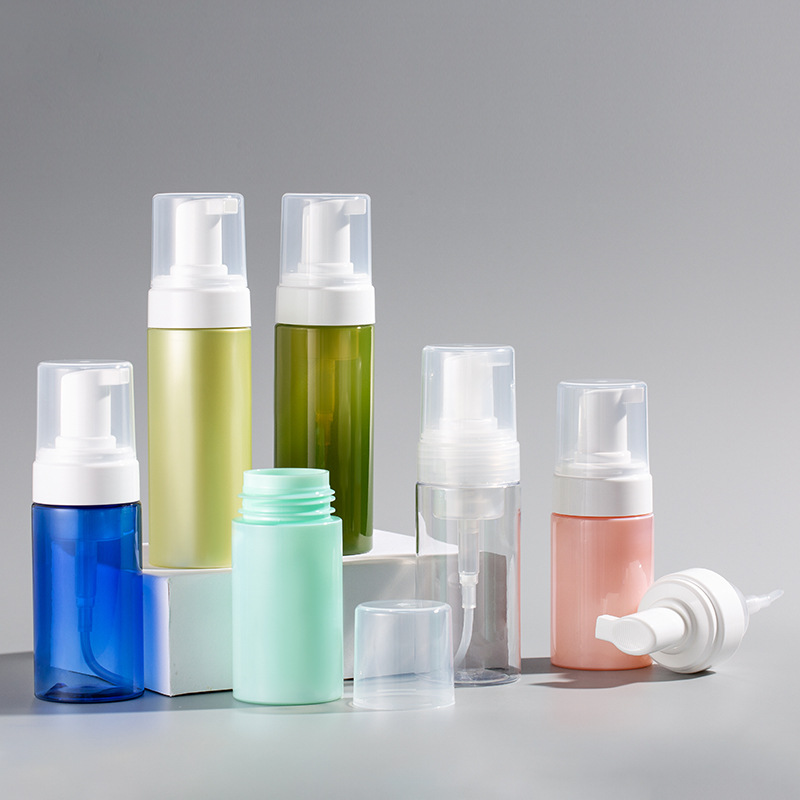 En stock Botella de mousse de plástico PET Lavado de Manos baño presionando botella de espuma material de embalaje cosmético sub-embalaje botella de espuma limpiadora