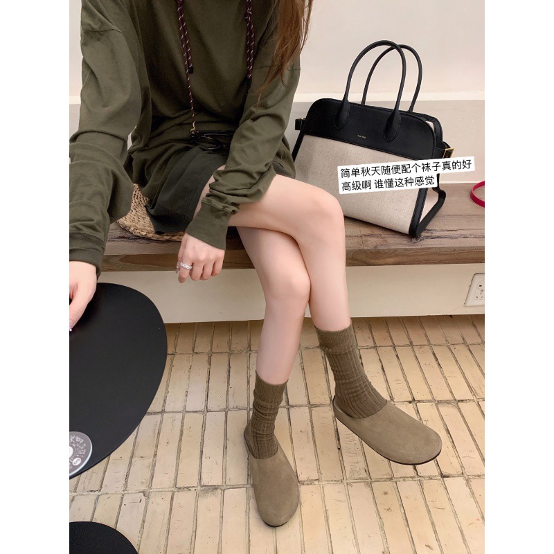 Versión de cuero de vaca ~ Grape Madre con cuero retrógrado de cuero de fondo grueso Bocken medio trapezo Bocken zapatillas perezosas