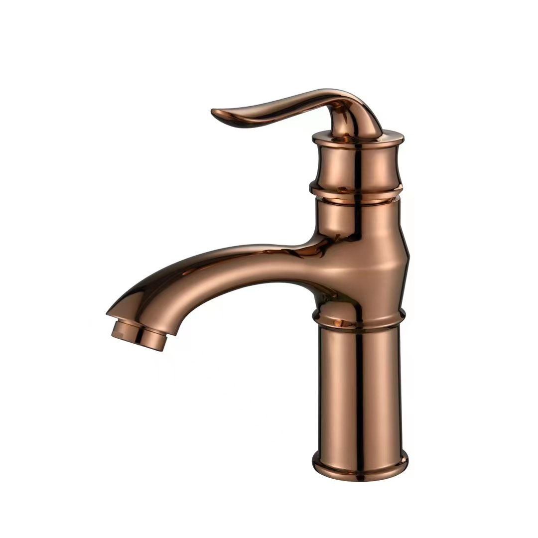 Oro antiguo nórdico, todo cobre, lujo ligero, lavabo sobre encimera, lavabo, lavabo giratorio, baño, grifo frío y caliente