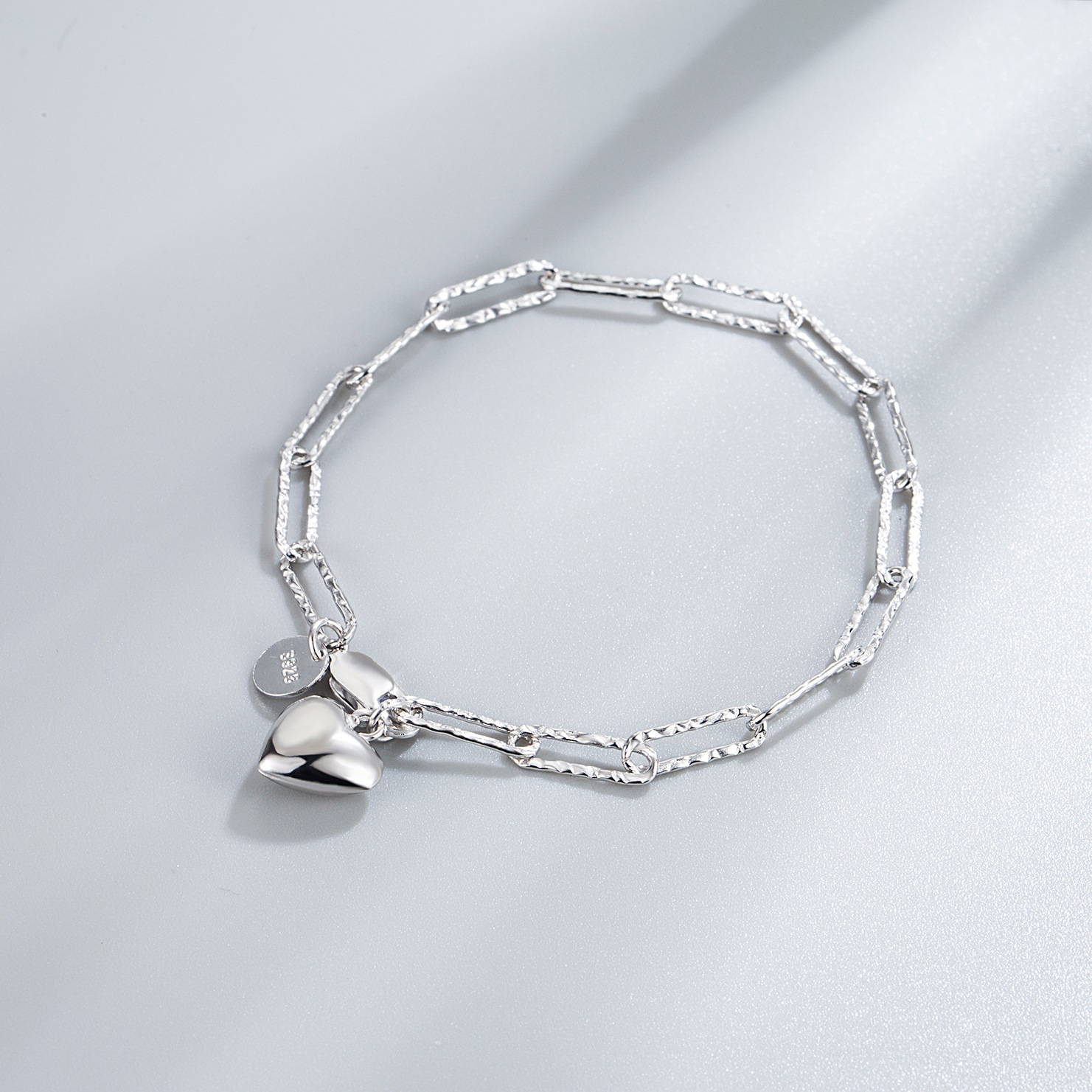 Paperclip Chain Chain Type 1 Piece Quantity 925 Sterling Silver Paperclip Chain Bracelets Simple Style Classic Style