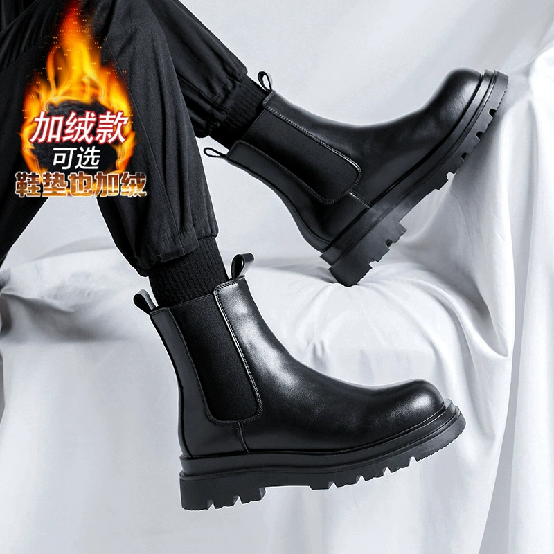 Chelsea сапоги мужские зимние бархатные утолщенные теплые хлопчатобумажные ботинки Снег Мартин сапоги мужские ботинки в британском стиле