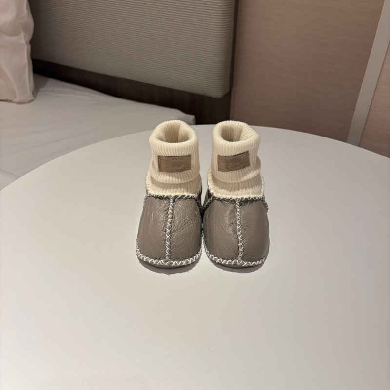 桑坡纯色羊皮毛一体宝宝棉鞋婴幼儿鞋室内步前鞋袜软底男宝女宝|undefined
