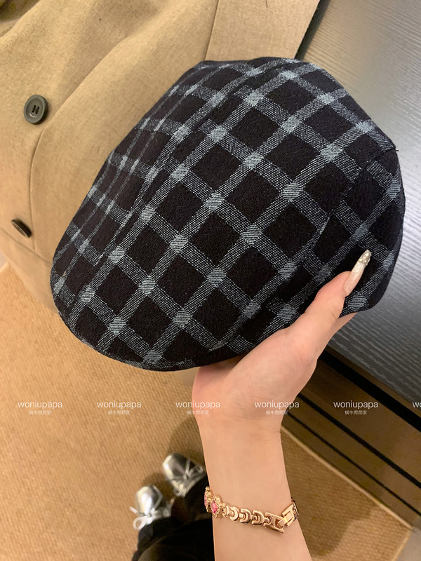 春季英伦风学院风格纹复古前进帽女鸭嘴贝雷帽大头围文艺报童帽无|undefined