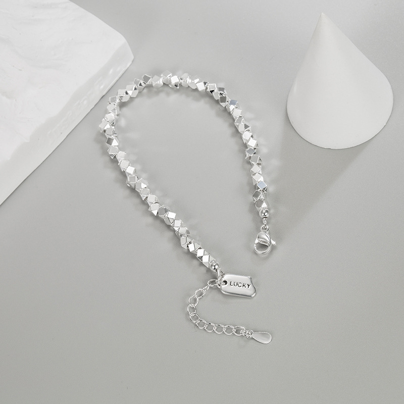 Unique Broken Silver Square Bracelet for Women Summer Niche Design Accessible Luxury Exquisite Retro Cool 2022 New Style