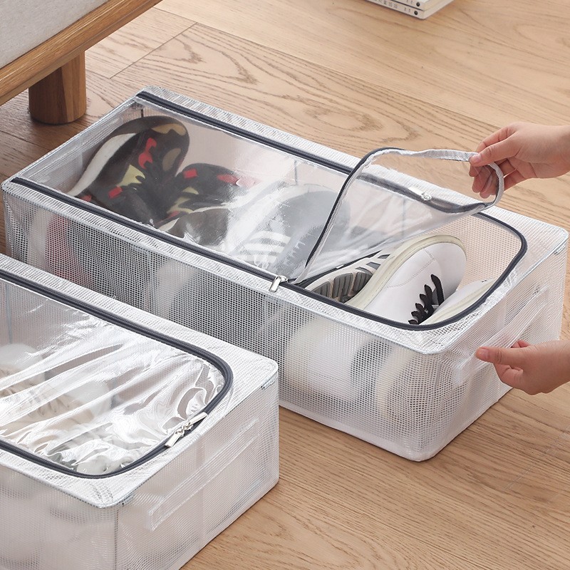 Caja de almacenamiento de caja de zapatos Instalación gratuita Zapatero plegable ahorra espacio Gabinete de zapatos transparente engrosado a prueba de polvo Caja de almacenamiento de artefactos