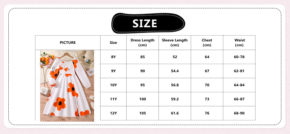 Mädchen Langarmkleid Mit Blumenmuster Modisches Herbstkleid_voghion.com