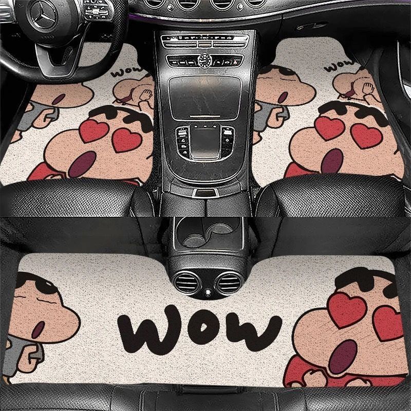Hot-Selling Cartoon Strawberry Bear Silk Loop Car Floor Mats, Dirt-Resistant, Wear-Resistant, Easy to Care For, Three-Piece Car Mat Set