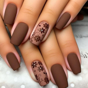 Explosions autumn and winter high-end fashion pure hand-worn nail tablets European and American hot girls wind brown flowers cross-border wholesale