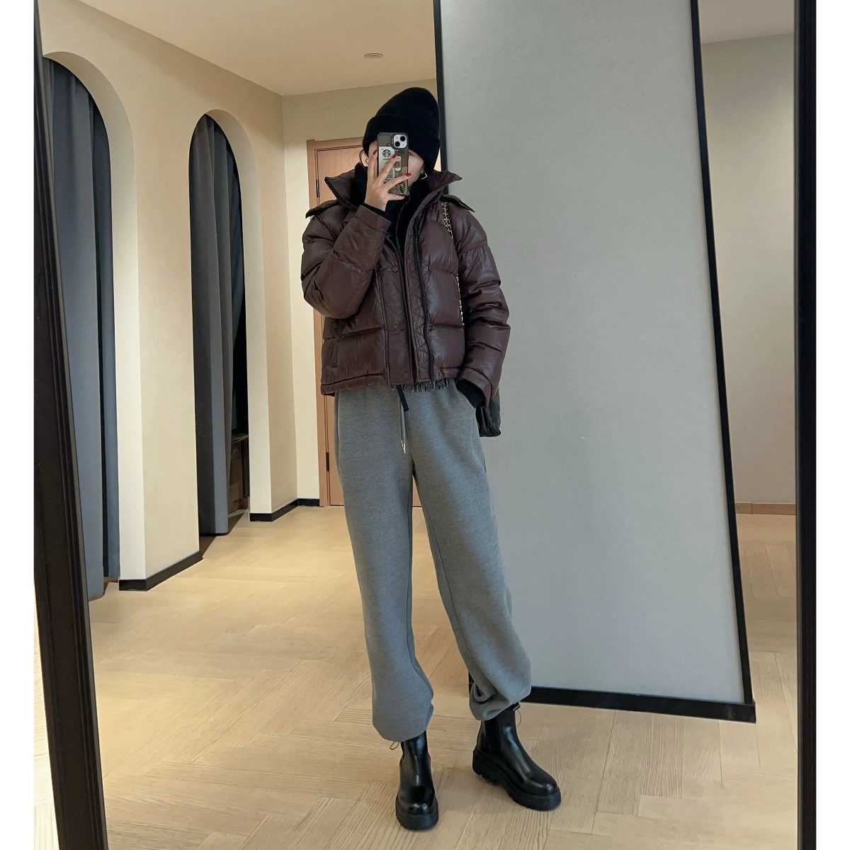 Winter warm trousers with down for leisure