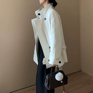预售秋冬立领羽绒内胆风衣外套女秋冬韩系加厚保暖廓形大衣