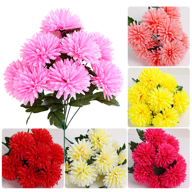 Artificial Flower Fake Flower Hydrangea Table Tennis Chrysanthemum Silk Flower Ornaments Living Room Indoor Desktop Flower Decorative Flower Anti-real Flower Ornaments
