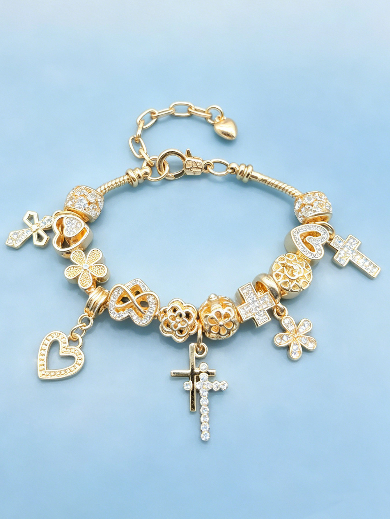 Pulsera Pan, pulsera con cuentas de bricolaje transfronteriza europea y americana, joyería de moda de diamantes de imitación de aleación de cobre de acero inoxidable de elementos múltiples