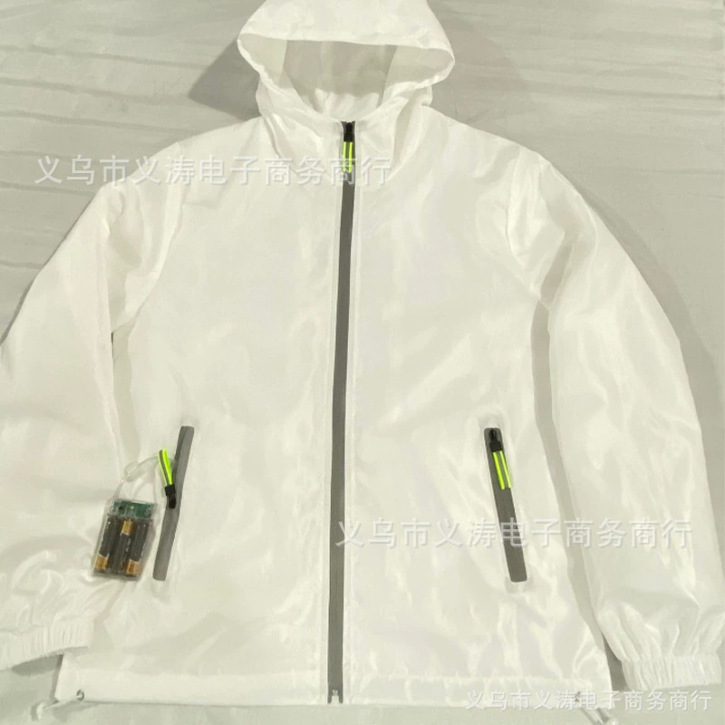 Light-Up Couple Outfit Set, White LED Hooded Jacket & Matching Bottoms, European Catwalk Style