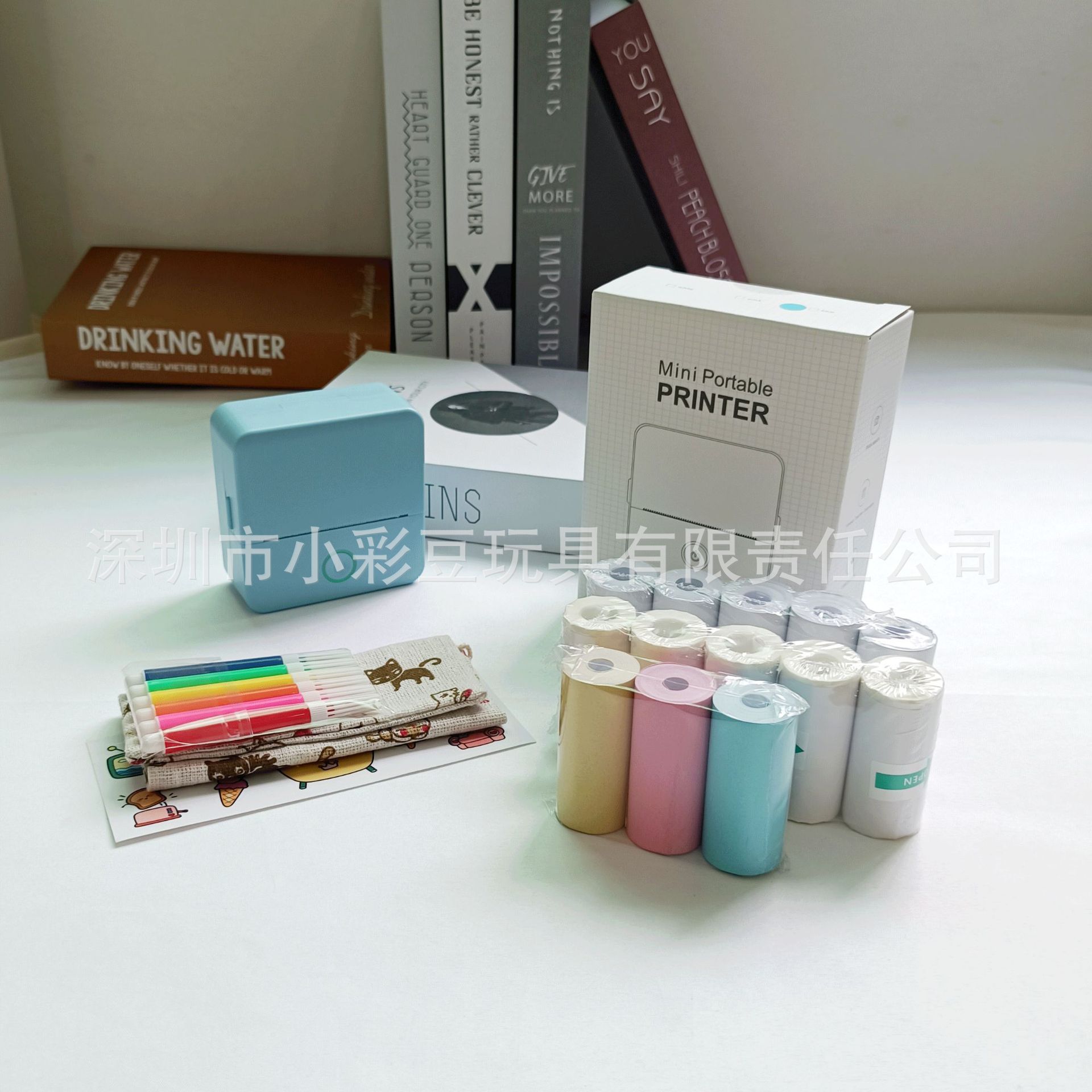 X6 blue +5 thermal paper +5 adhesive sticker +3 color paper +6 color pen sticker bag