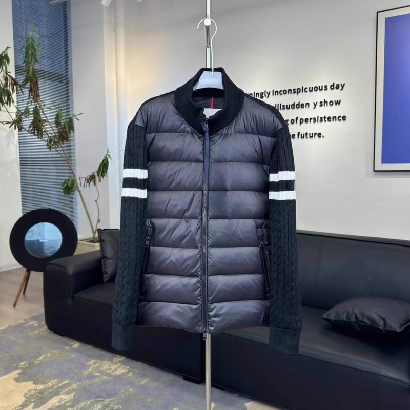 Padded Corduroy Stand Collar Lightweight down Jacket Men's Striped Wool Spliced Jacket Fw