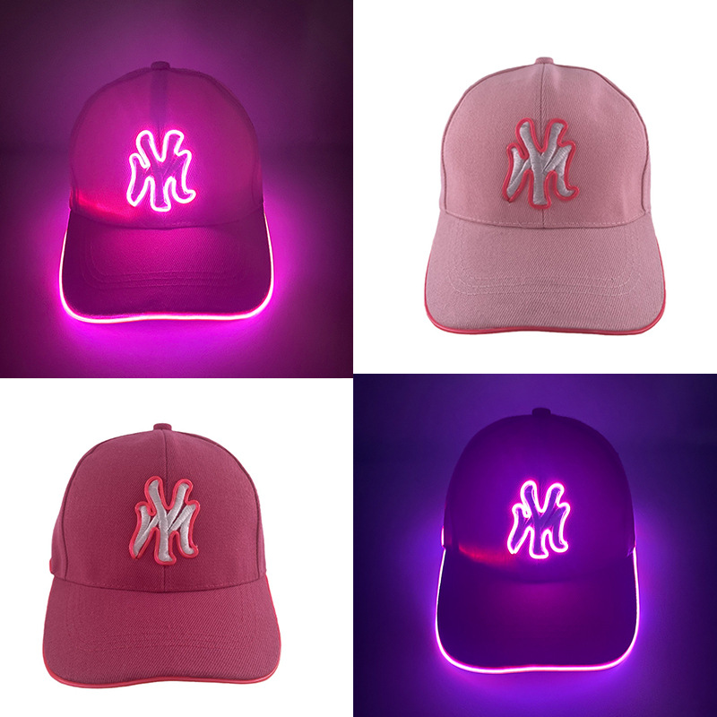 Nuevas letras bordadas LED luminoso MY sombrero de béisbol sombrero de ocio sombrero de sol deportivo al aire libre sombrero de moda luminoso
