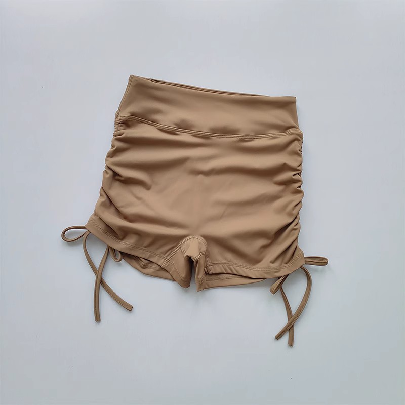 Shorts de yoga de verano hasta la rodilla, shorts de running ajustados con cordón y efecto segunda piel para mujer, shorts deportivos de fitness de cintura alta que realzan los glúteos y cubren las caderas.