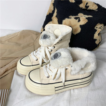 棉鞋女冬加绒韩版保暖百搭学生2025高帮厚底帆布鞋女潮远波5293M