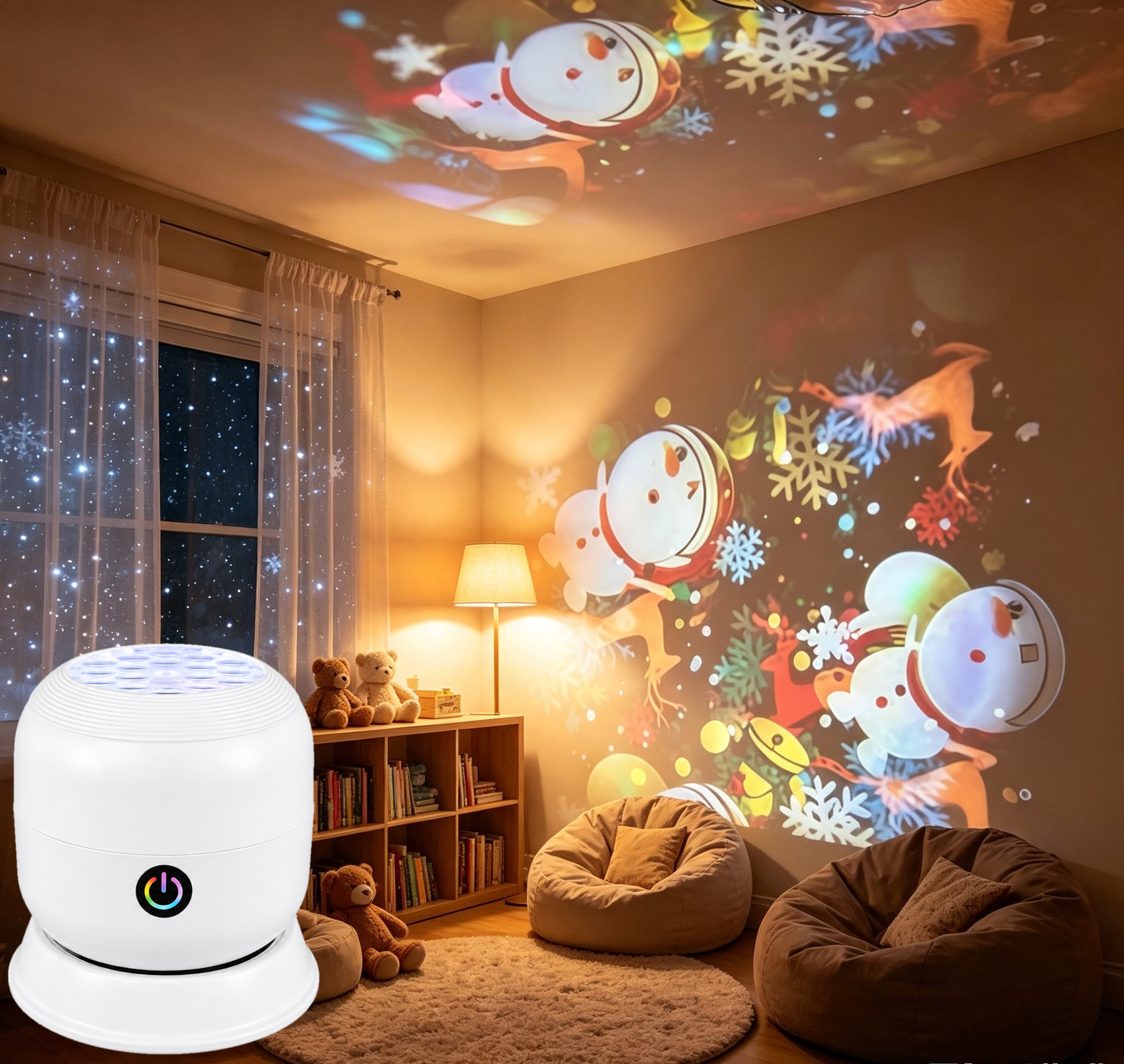 Lámpara Proyectora Nocturna Giratoria de Acrílico con Control Táctil y Luz LED para Dormitorio y Sala de Estar image 12