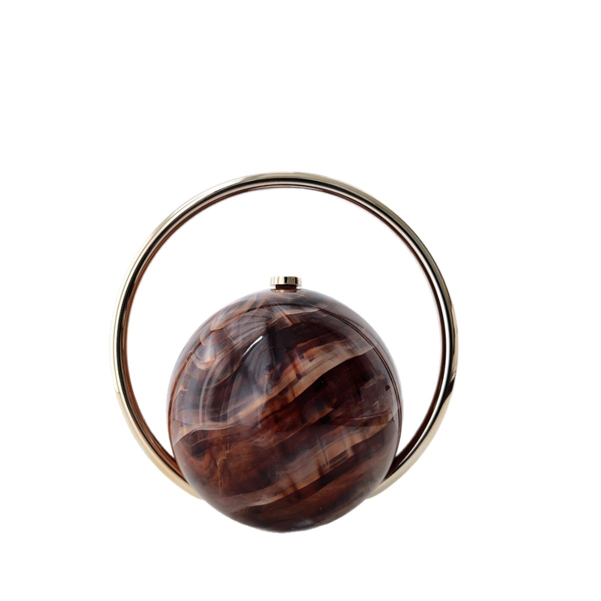 2025 New Spherical Evening Bag Electroplated Handle Luxury Handbag Marble Pattern Minimalist Runway Wholesale Bag - Thumbnail 5