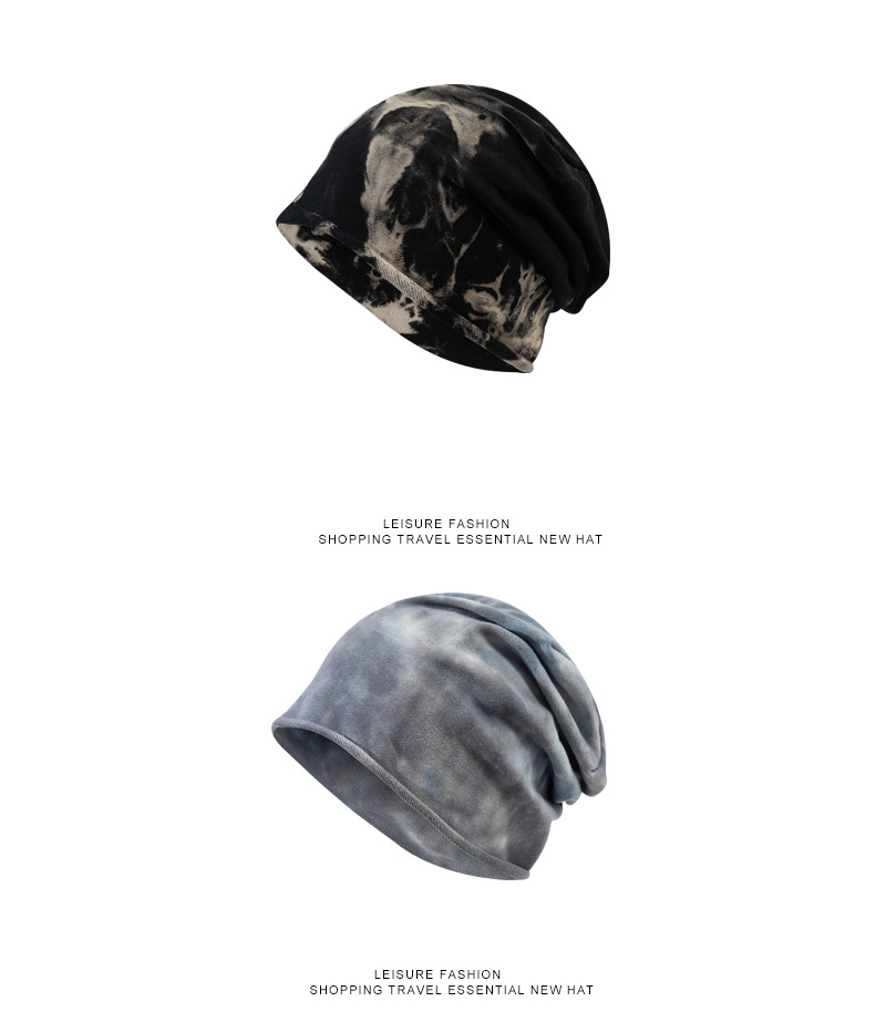 Ny japansk stil, trendy koreansk niche-tie dye-hat, tynd tåkappe, alsidig og moderigtig graviditetshue, tørklædehue til mænd og kvinder_voghion.com