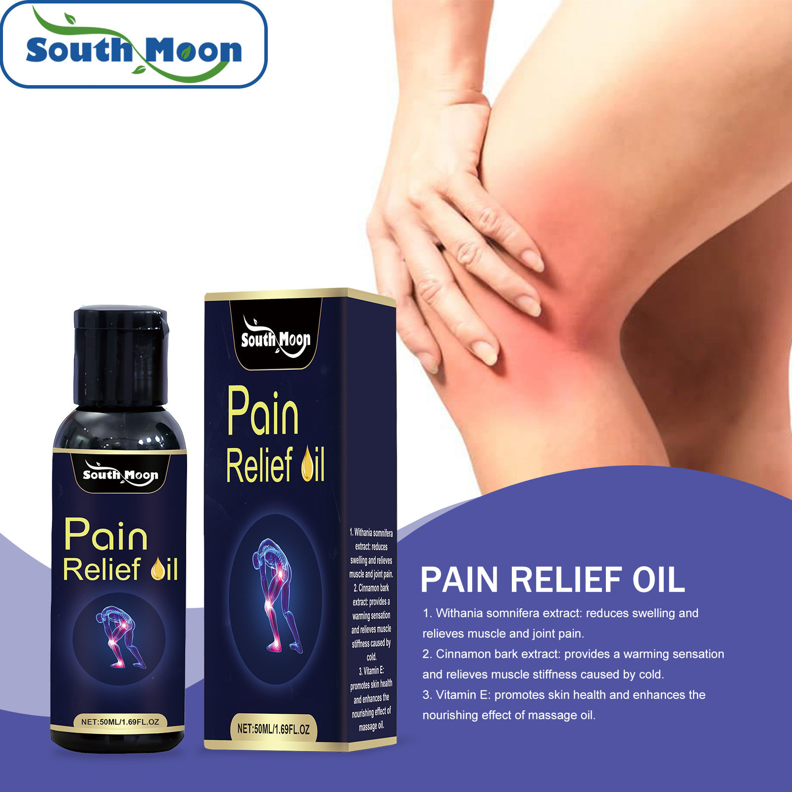 South Moon Ayurvedic Gentle Massage Oil for Back, Neck, Shoulders, Softening Skin, Joint Massage Oil