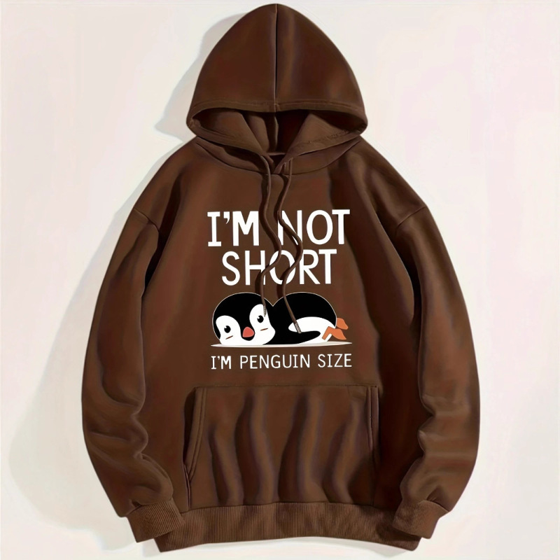 Cross-Border Foreign Trade Cute Penguin Print Hoodie Casual Long-Sleeved Drawstring Dropped Shoulder Sleeve Hoodie Sports Top