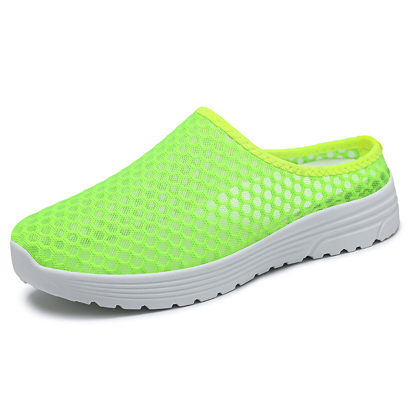 Zapatos de mujer, sandalias transpirables de talla grande con media correa y diseño hueco, zapatillas de malla sin cordones, calzado casual ligero y versátil para mujer image 7