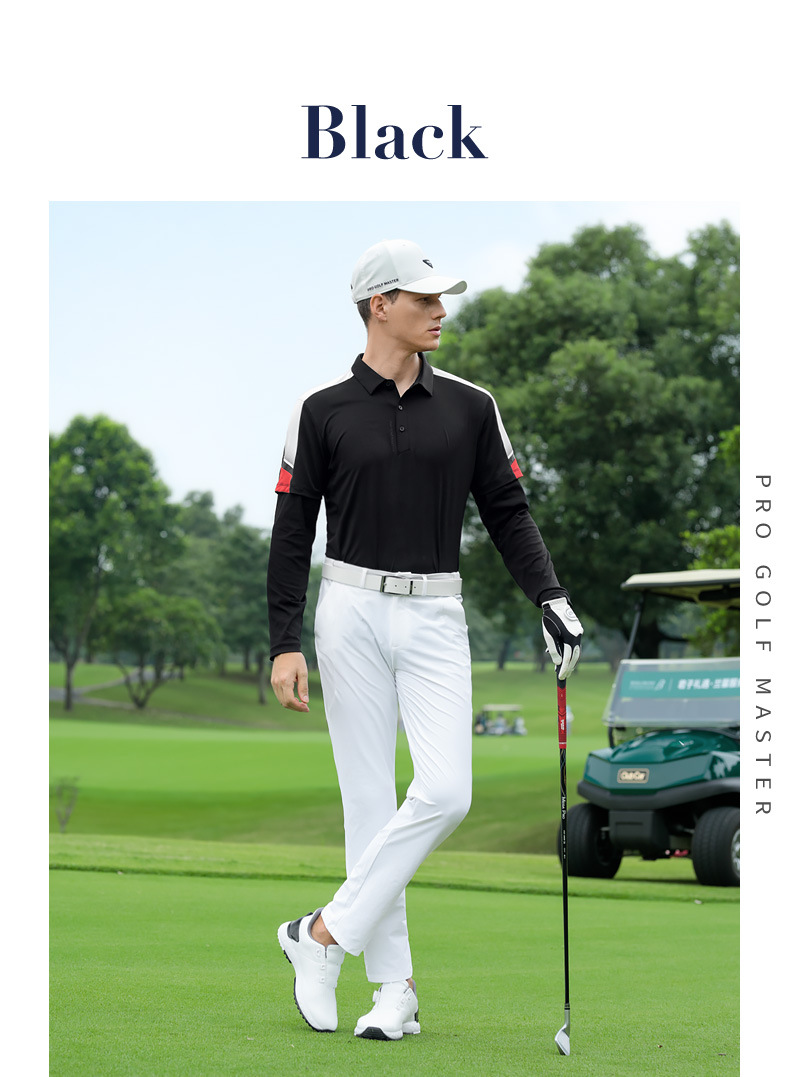 Áo polo nam dài tay golf co giãn cao, khô nhanh kháng khuẩn — YF819-Tay áo dài màu trắng [hút ẩm và khô nhanh/độ đàn hồi cao bốn mặt/nhãn nóng âm thanh nổi] chi tiết 14