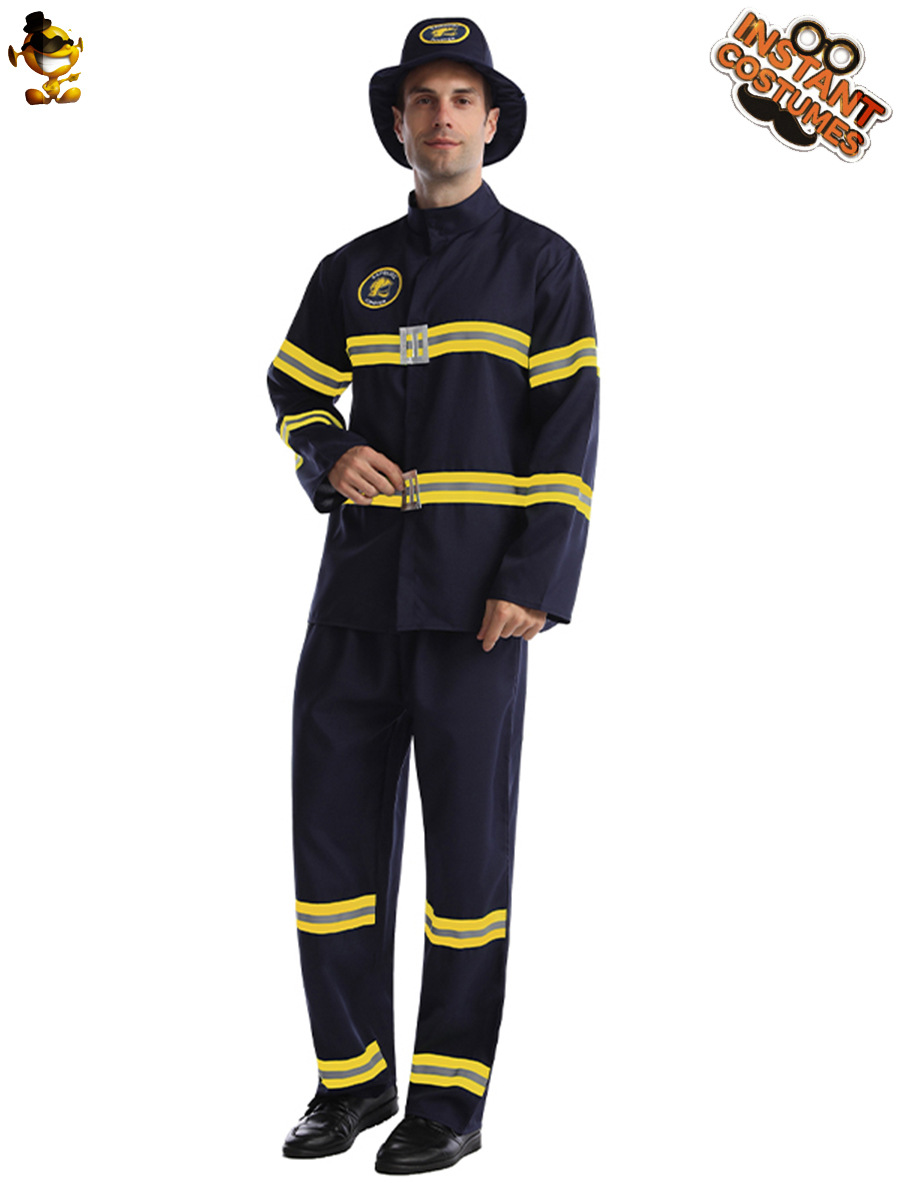 Traje de rendimiento de bombero de Halloween para hombres adultos cos bombero juego de rol traje de fiesta de rendimiento en etapa