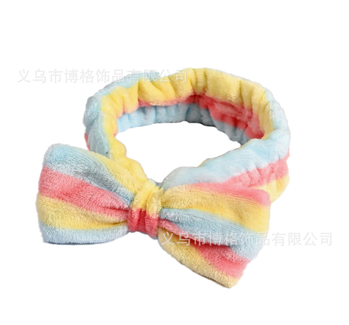 Diadema con lazo de lunares con estampado de leopardo europeo y americano, pañuelo facial SPA, diadema elástica transfronteriza, diadema de borde ancho a rayas