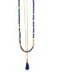 European and American new niche color beaded necklace women's fashion light luxury stacked water drop pendant clavicle chain personalized accessories