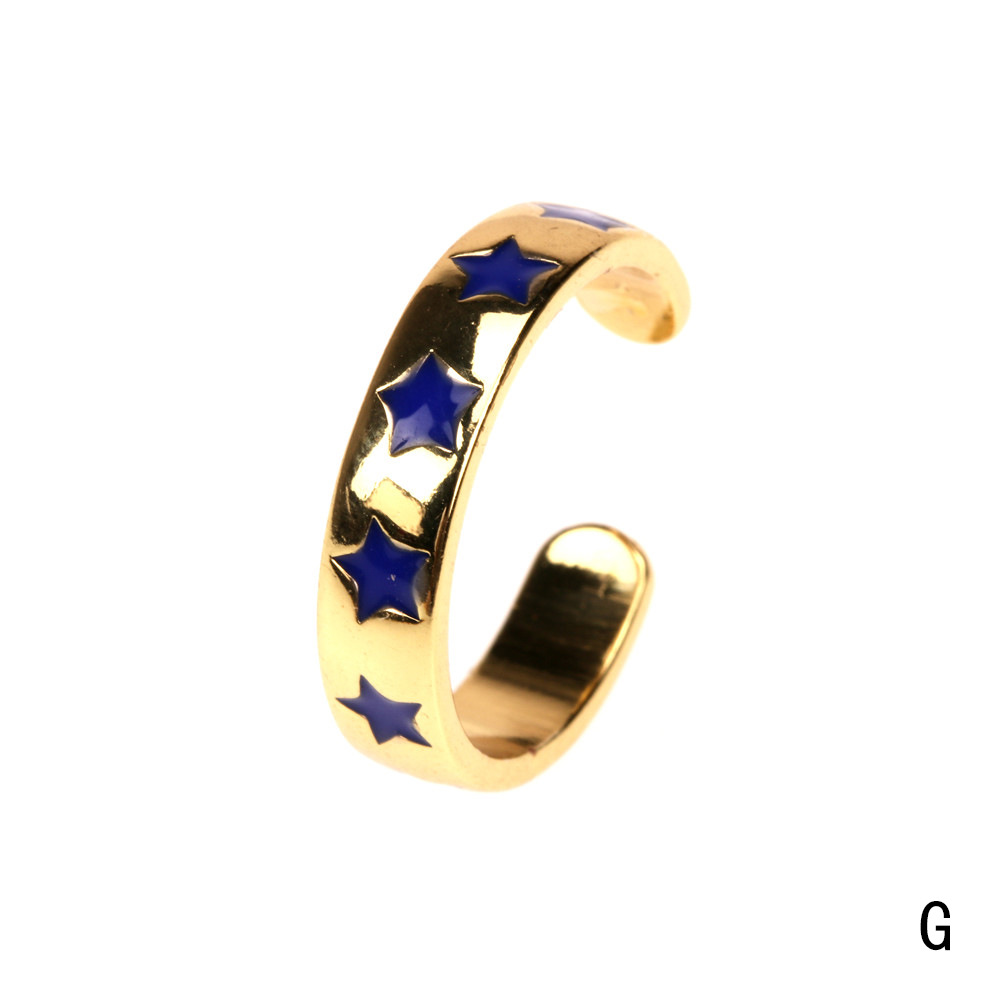 Fashion Color Dripping Oil Star Copper Ring Wholesale display picture 3