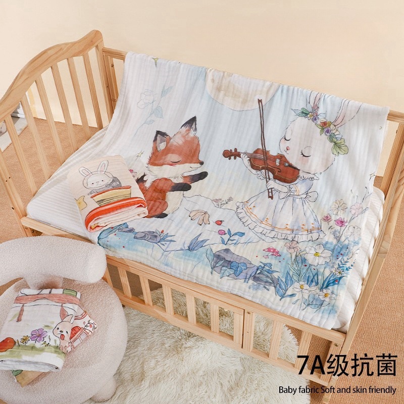 婴儿浴巾六层纯棉纱布新生儿超柔吸水不掉毛儿童洗澡包被宝宝盖毯