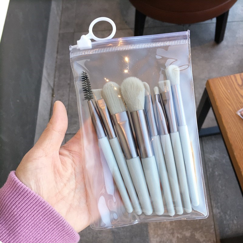 Pequeño conjunto de cepillo de maquillaje Cangzhou de 8 piezas para principiantes portátil cepillo de sombra de ojos de pelo suave cepillo de base cepillo de blanqueador herramientas de maquillaje