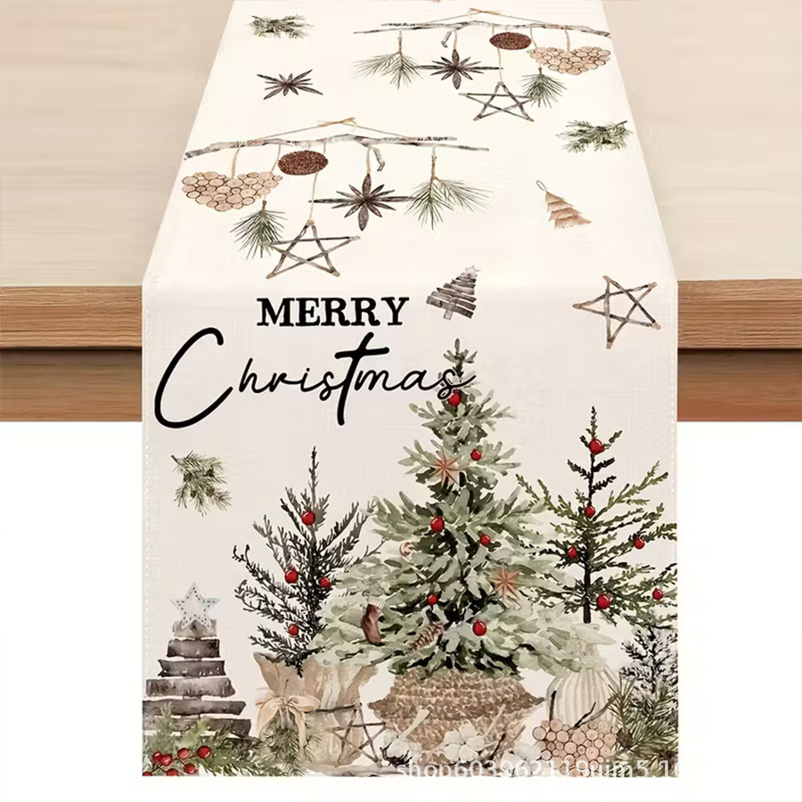 Amazon transfronterizo nueva bandera de la mesa de Navidad fábrica directa invierno muñeco de nieve Santa estampado almohadilla de mesa