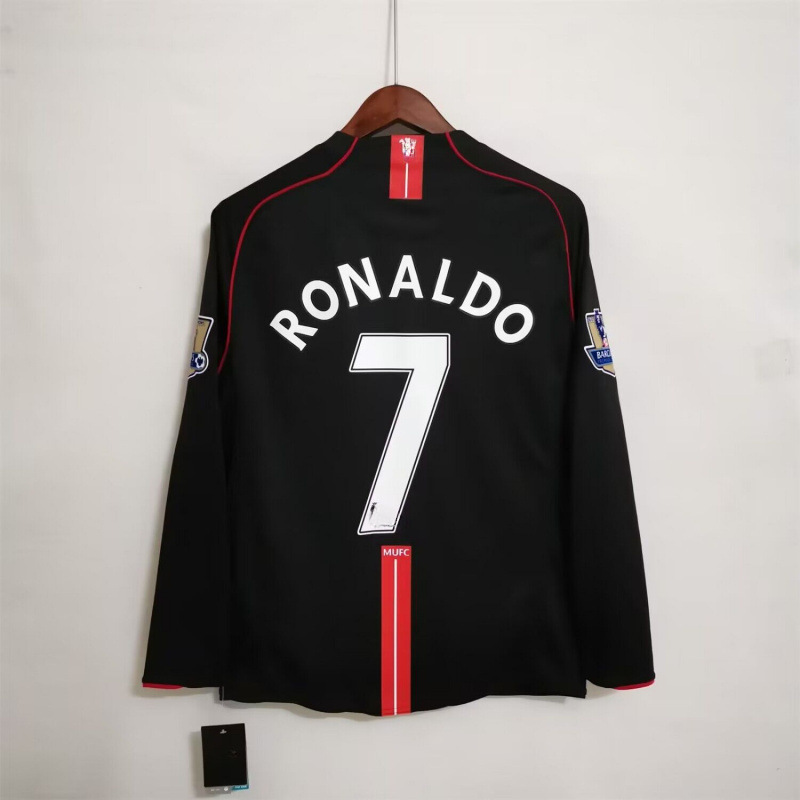 Nike x Manchester United Retro 2007/08 Away Ronaldo #7 Long Sleeve Jersey Black