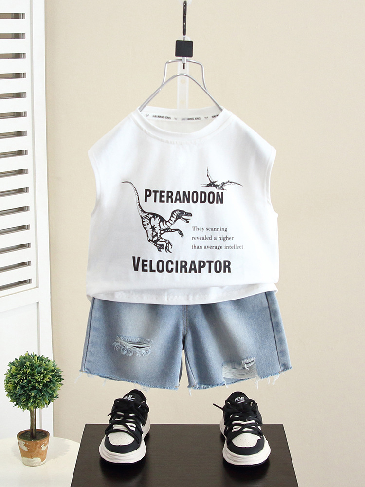 5691 ropa para niños traje de verano para niños 2025 nuevo chaleco sin mangas de verano para bebés guapos ropa de verano para niños