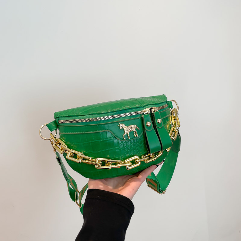 Bolsa de pecho para mujer 2025 nuevo bolso de hombro con patrón de cocodrilo de moda cadena bolso pequeño riñonera bolso de silla de mensajero de banda ancha